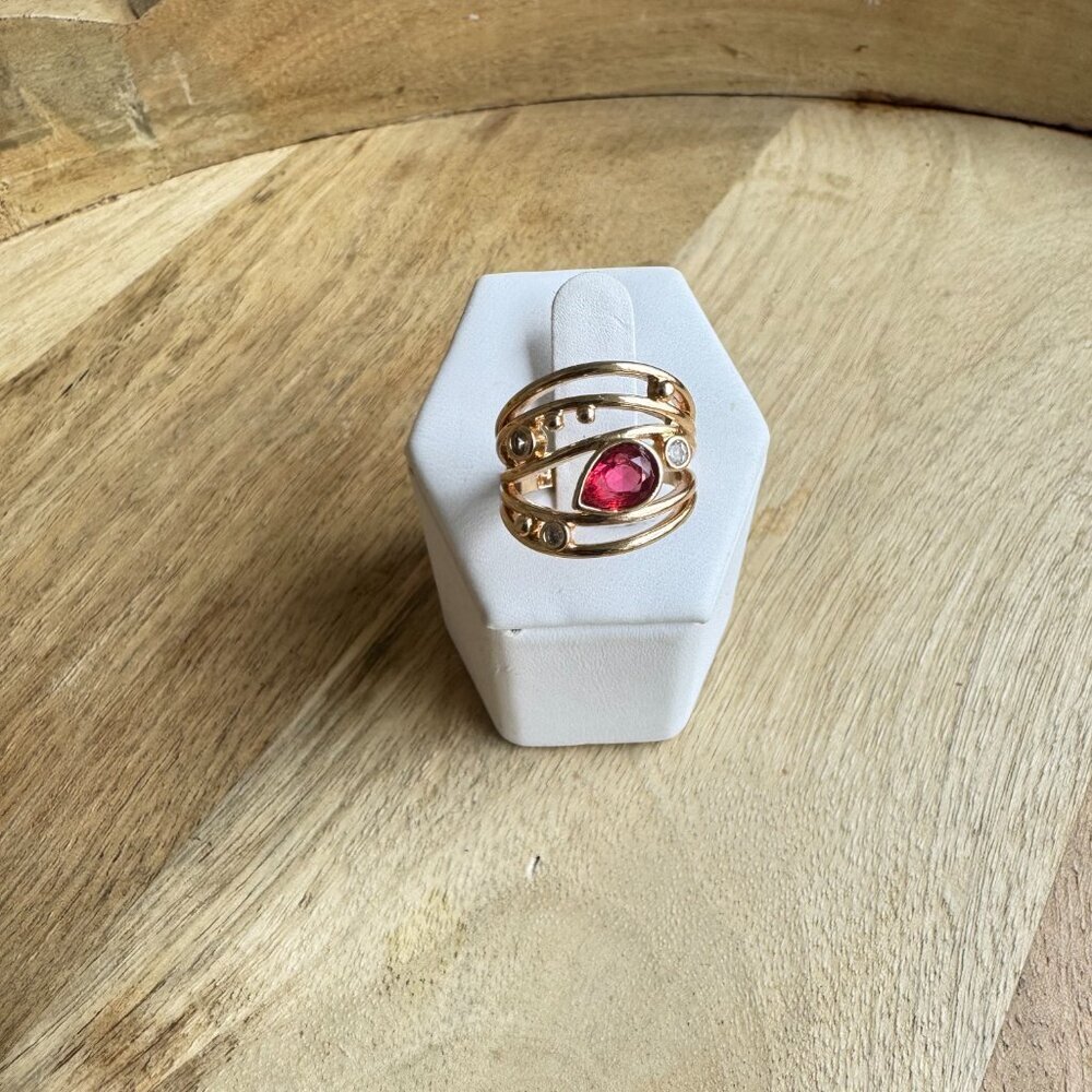 RED RUBY STONE  BRIDAL RING S6 - Picture 2 of 6